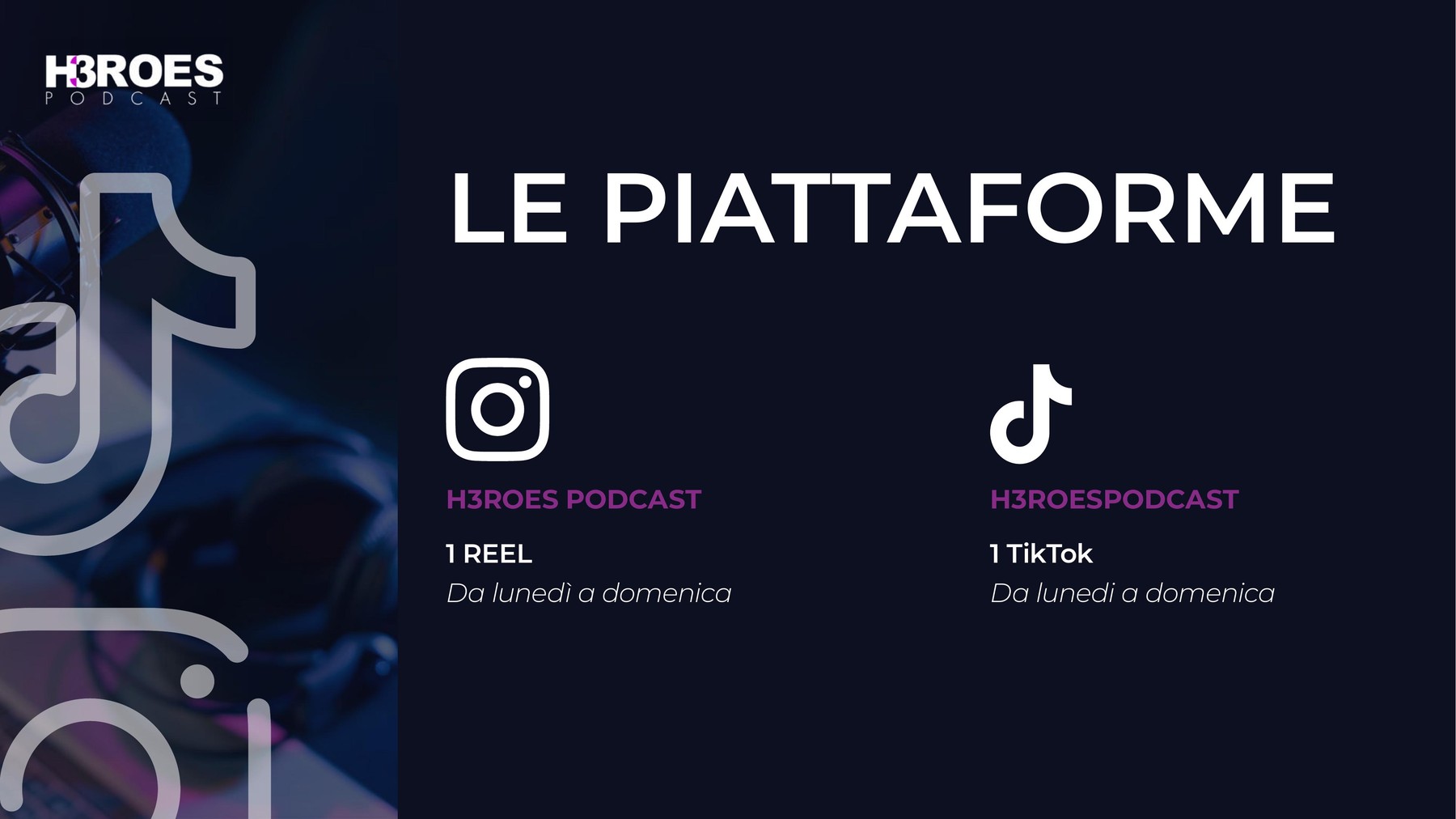 Slide piattaforme H3ROES: Instagram e TikTok